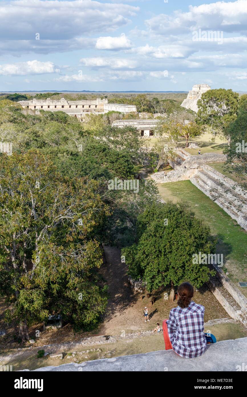 Messico, Yucatan Stato, Uxmal, elencato come patrimonio mondiale dall'UNESCO, la città maya di grand piramide Foto Stock