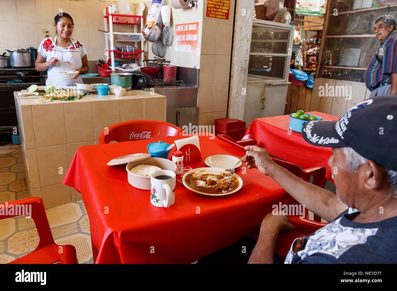 Messico, Chiapas, Comitan de Dominguez, ristorante al mercato Foto Stock