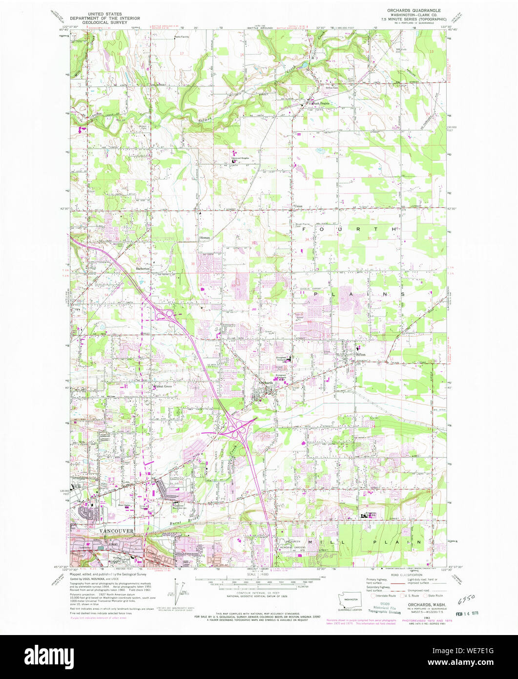 USGS TOPO Map Stato di Washington WA frutteti 242979 1961 24000 Restauro Foto Stock