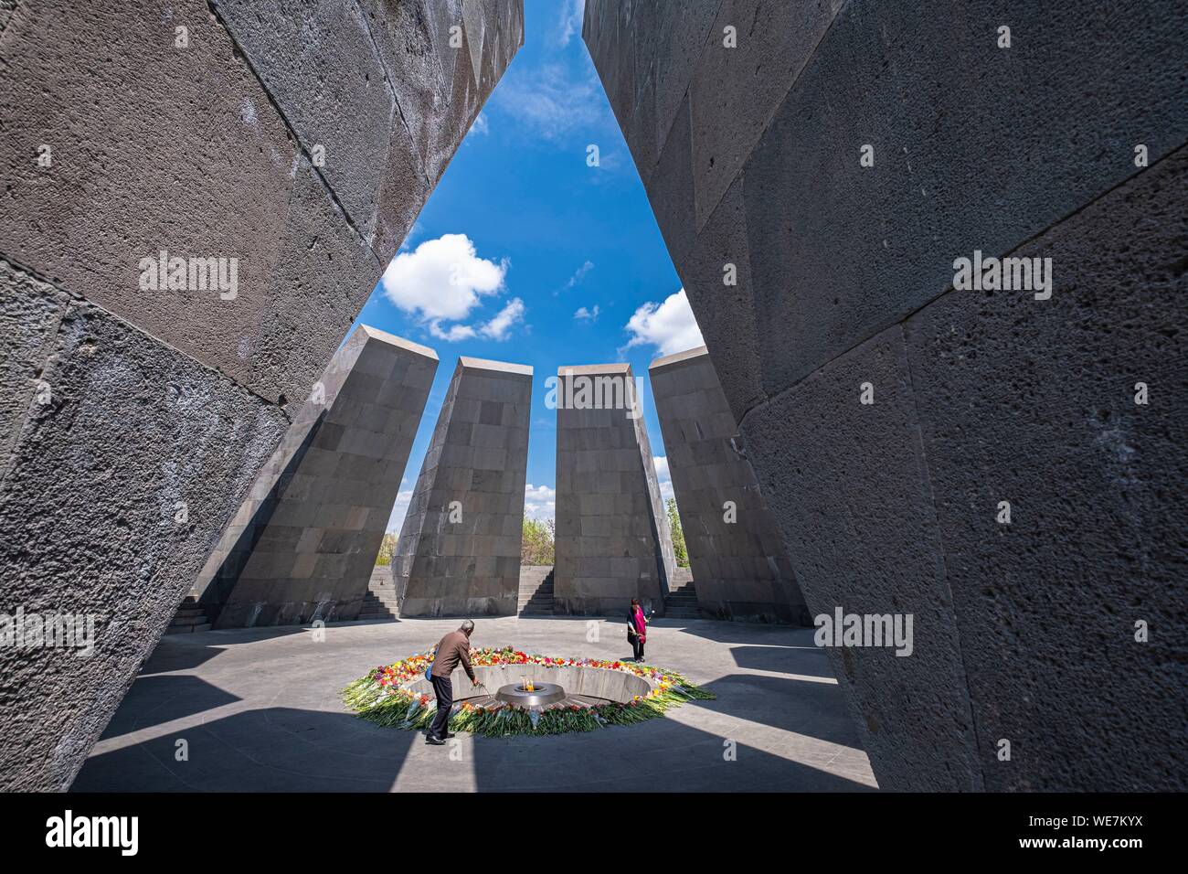 Armenia, Yerevan, Tsitsernakaberd è un memoriale al genocidio armeno vittime inaugurato nel 1967 Foto Stock