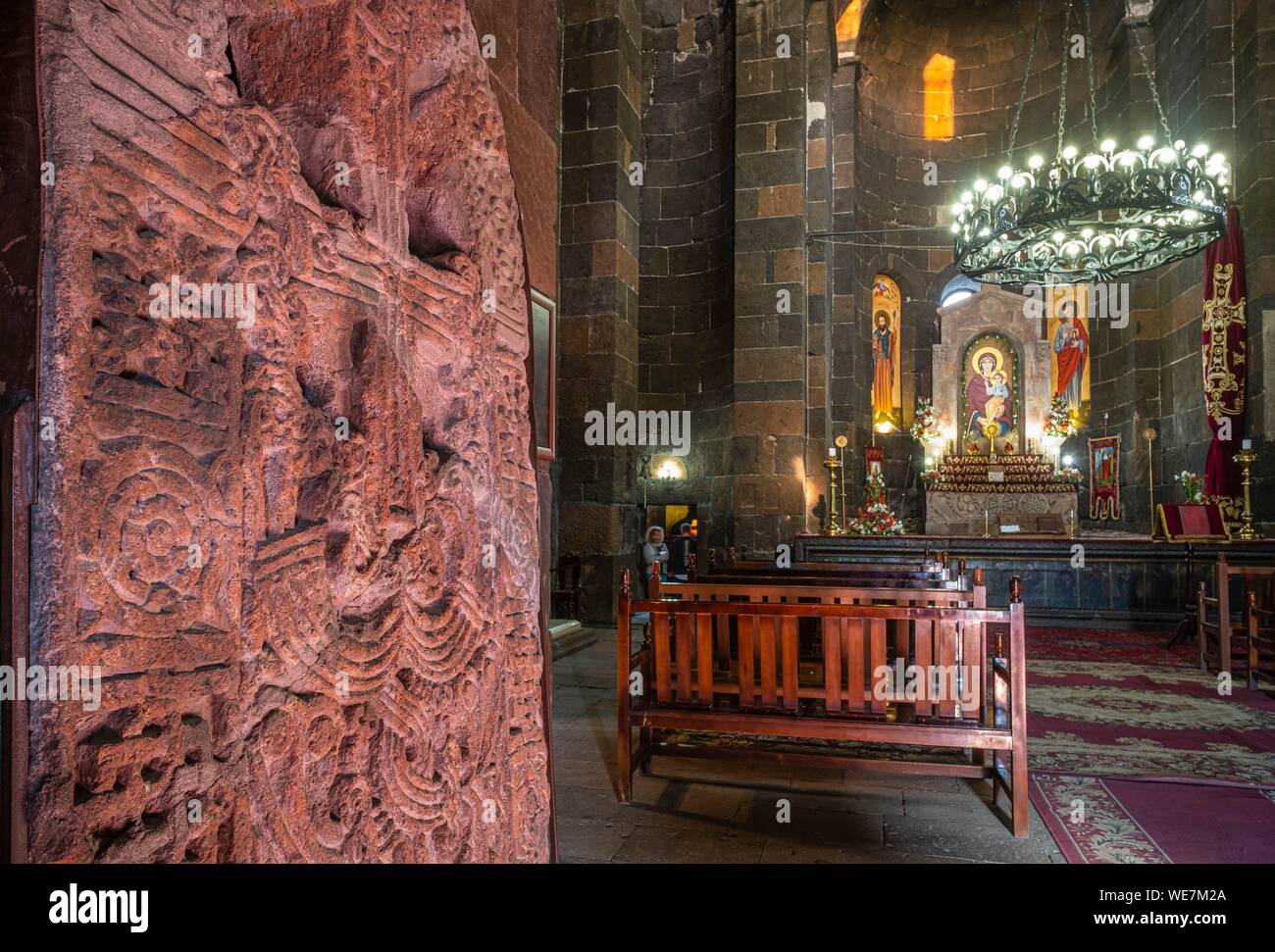 Armenia, Armavir regione, Etchmiadzin, religioso complesso di Etchmiadzin elencati come patrimonio mondiale dall UNESCO, il settimo secolo San Hripsime chiesa Foto Stock