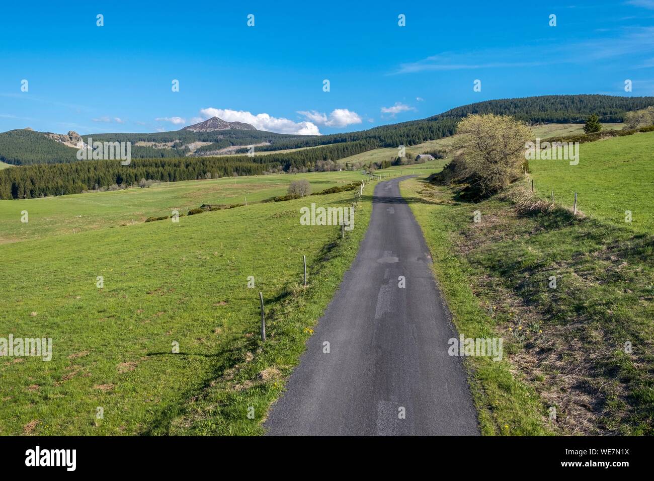 Francia, Ardeche, Parc Naturel Regional des Monts d'Ardeche (riserva naturale regionale dei monti di Ardeche), Mont Mezenc vedere da Saint anteriore, Vivarais, area Sucs Foto Stock