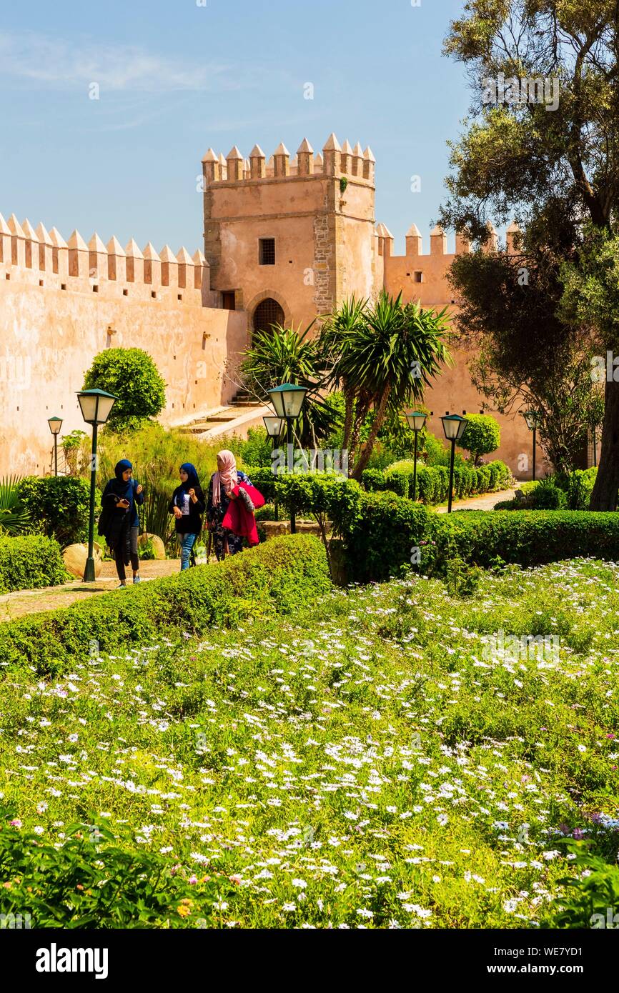 Il Marocco, Rabat, elencato come patrimonio mondiale dall UNESCO, Udayas kasbah (Kasbah des Oudaïas), il giardino andaluso Foto Stock