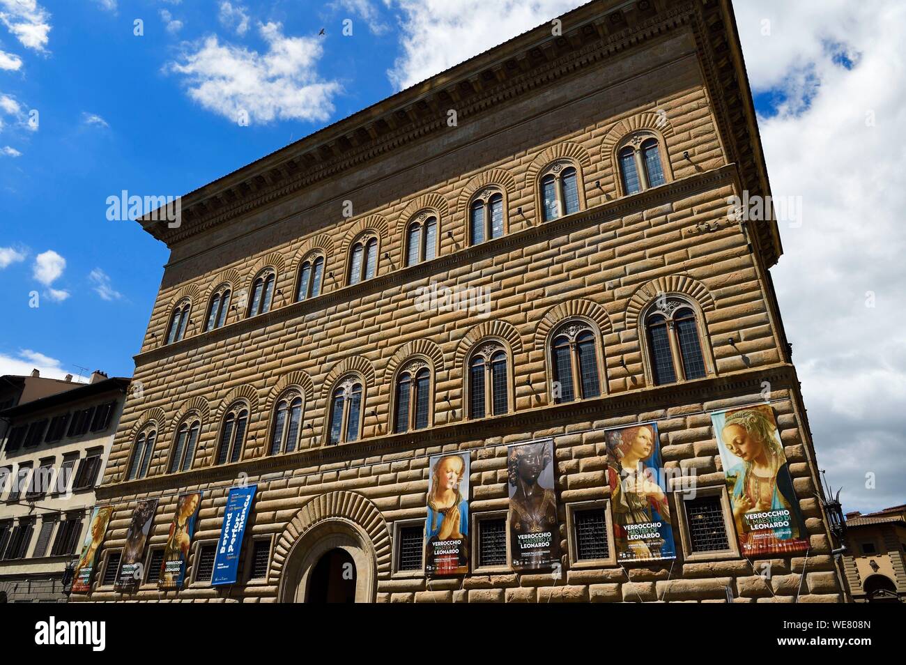 L'Italia, Toscana, Firenze, elencato come patrimonio mondiale dall'UNESCO, il palazzo rinascimentale Palazzo Strozzi Foto Stock