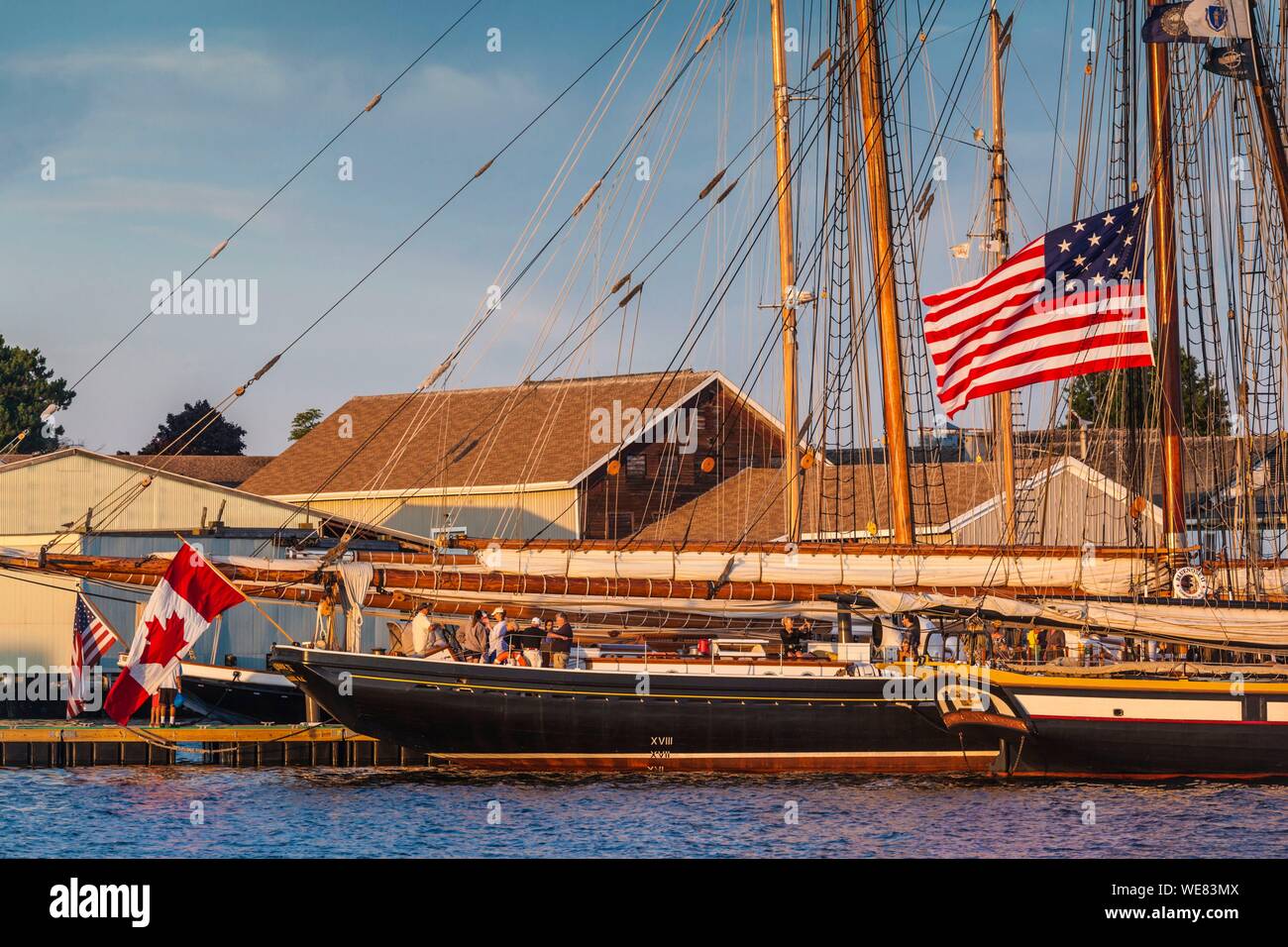 Stati Uniti, New England, Massachusetts, Cape Ann, Gloucester, Gloucester Schooner Festival, golette, crepuscolo Foto Stock