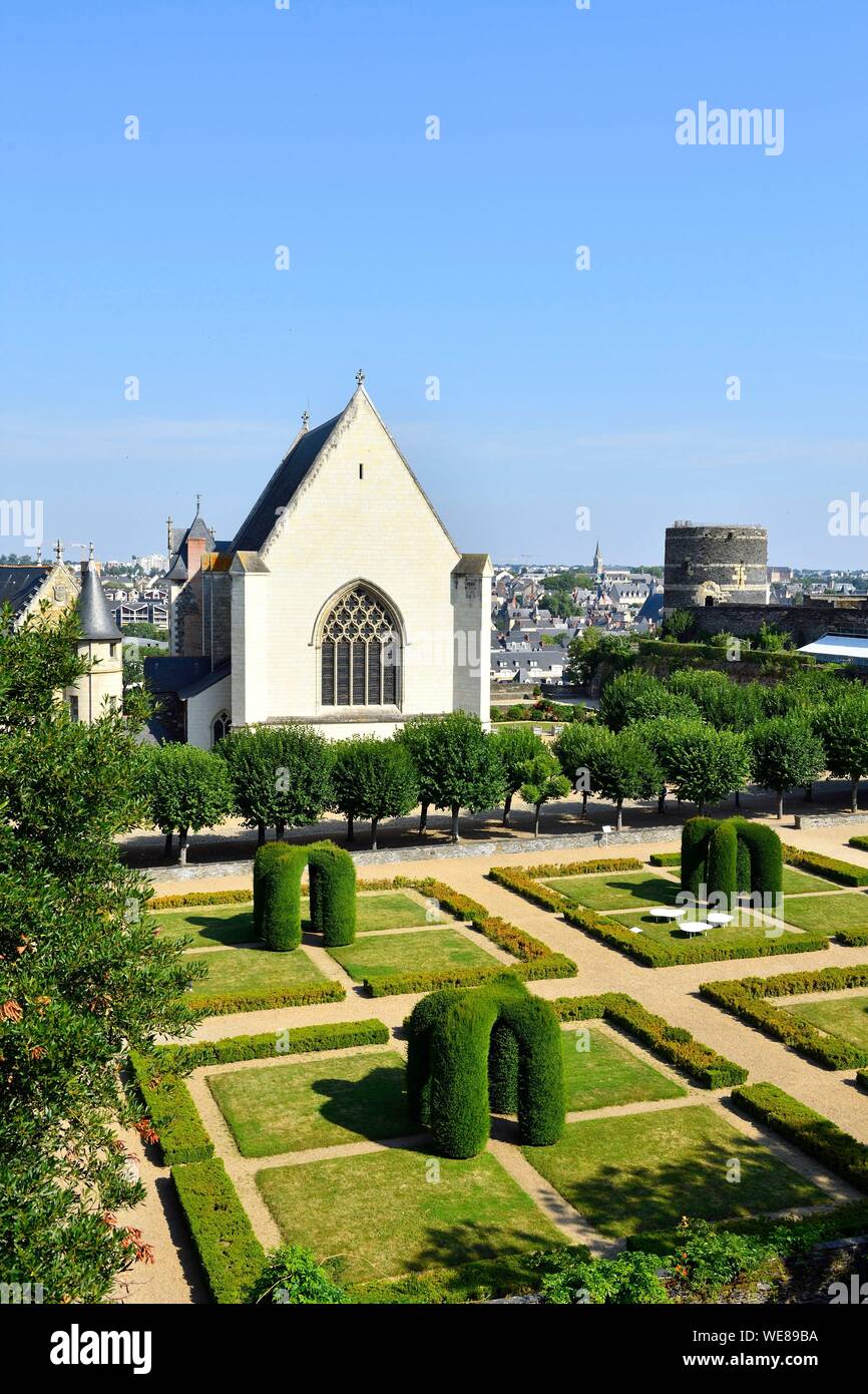 Francia, Maine et Loire, Angers, il castello dei duchi di Angiò costruito da Saint Louis, la cappella e la casa reale Foto Stock