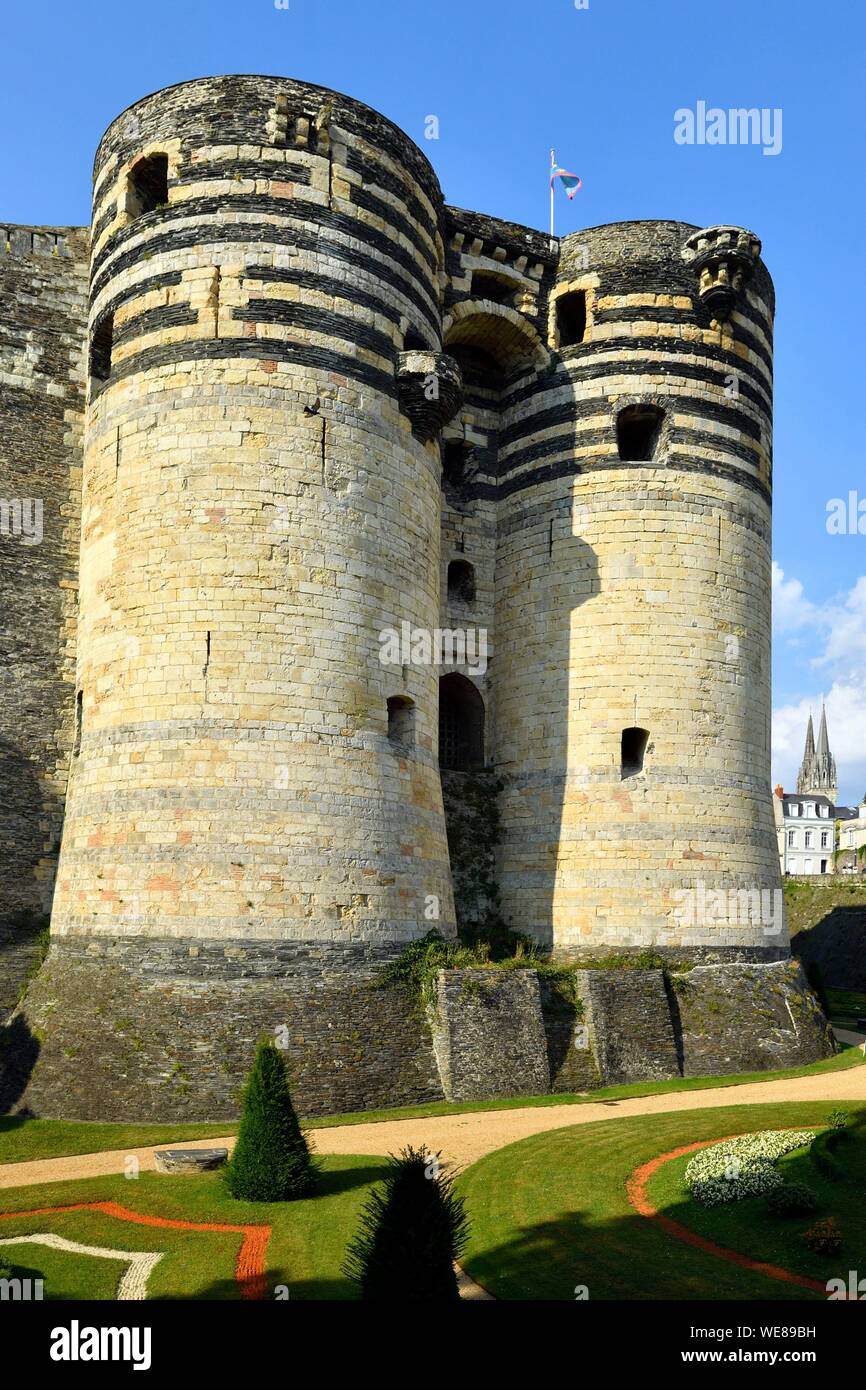 Francia, Maine et Loire, Angers, il castello dei duchi di Angiò costruito da Saint Louis Foto Stock