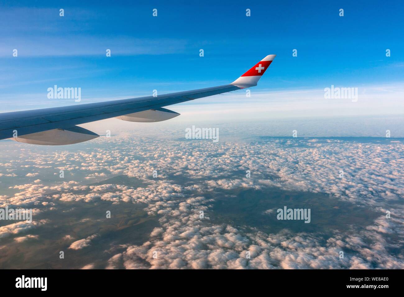 Francia, London-Geneva volo su un aereo della Swiss International Air Lines (vista aerea) Foto Stock