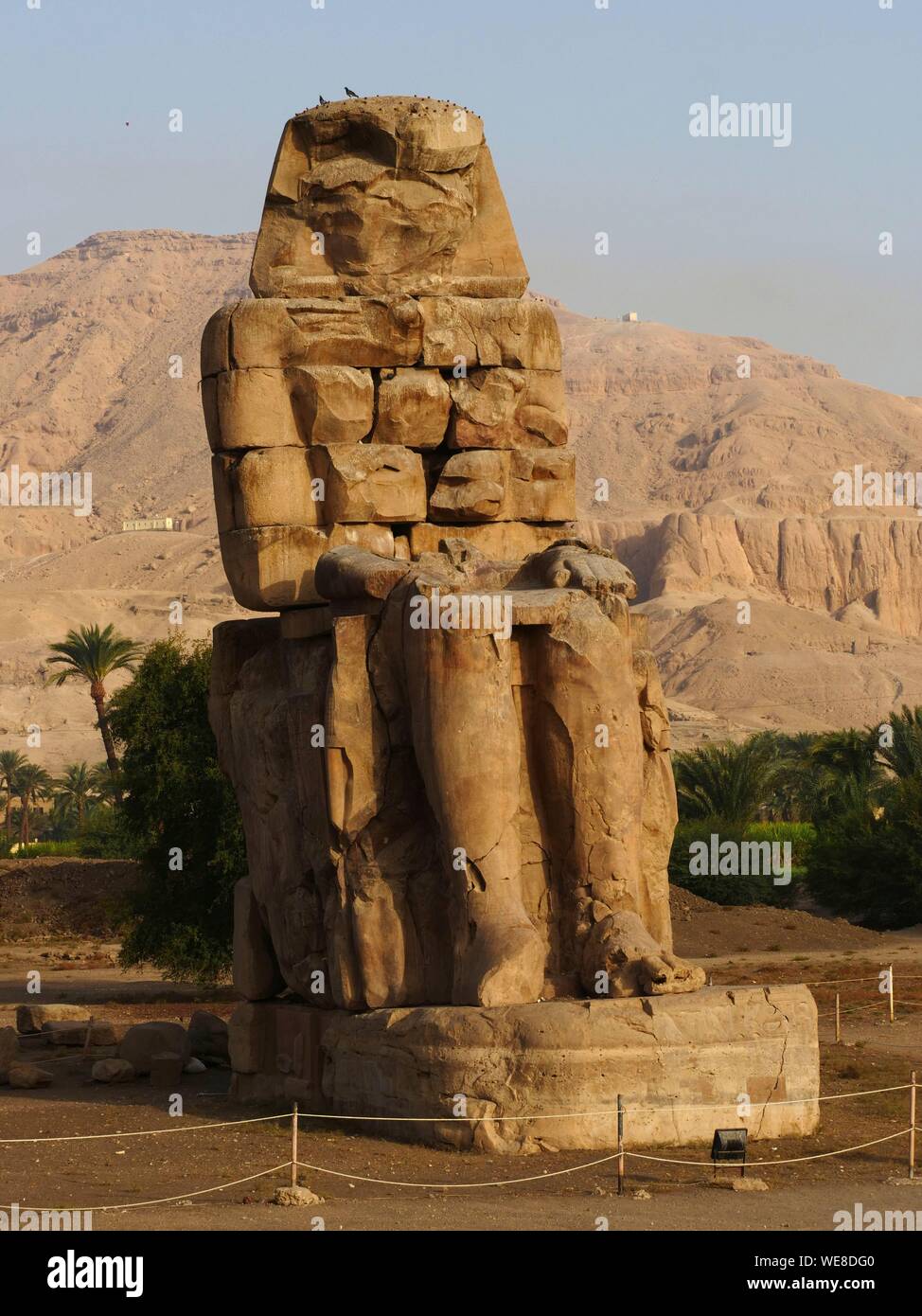 Egitto Alto Egitto, Valle del Nilo, sulla riva sinistra di Tebe, area di Luxor, i Colossi di Memnon classificata patrimonio mondiale UNESCO Foto Stock