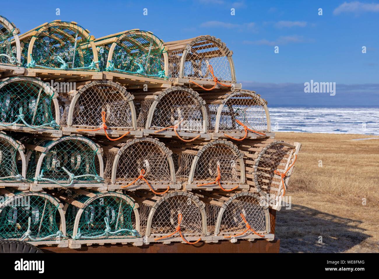 Canada, Provincia di New Brunswick, Chaleur Regione, Chaleur Bay, Grande Anse e Bathurst Costa, trappole a base di Aragosta Foto Stock