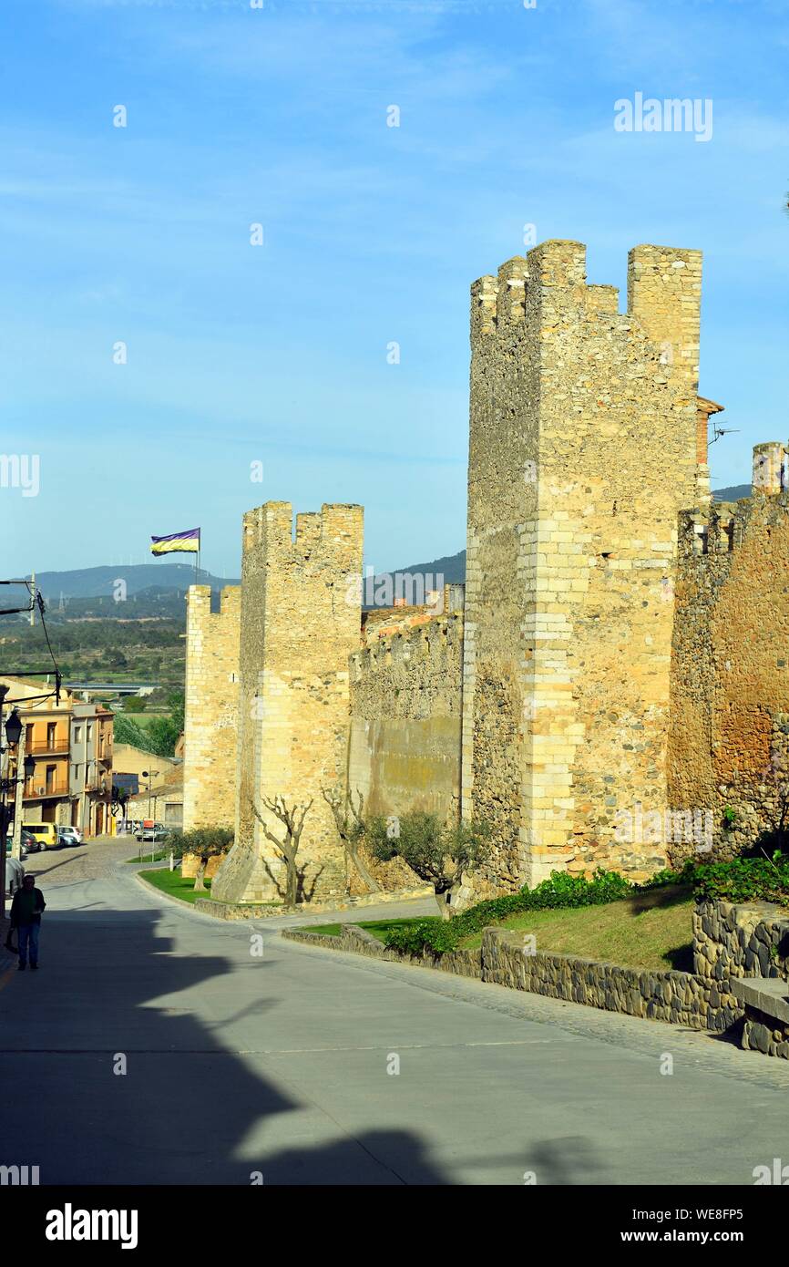 In Spagna, in Catalogna, provincia di Tarragona, Alt Camp comarca, La Ruta del Cister, Aiguamurcia, Montblanc, le mura della città Foto Stock
