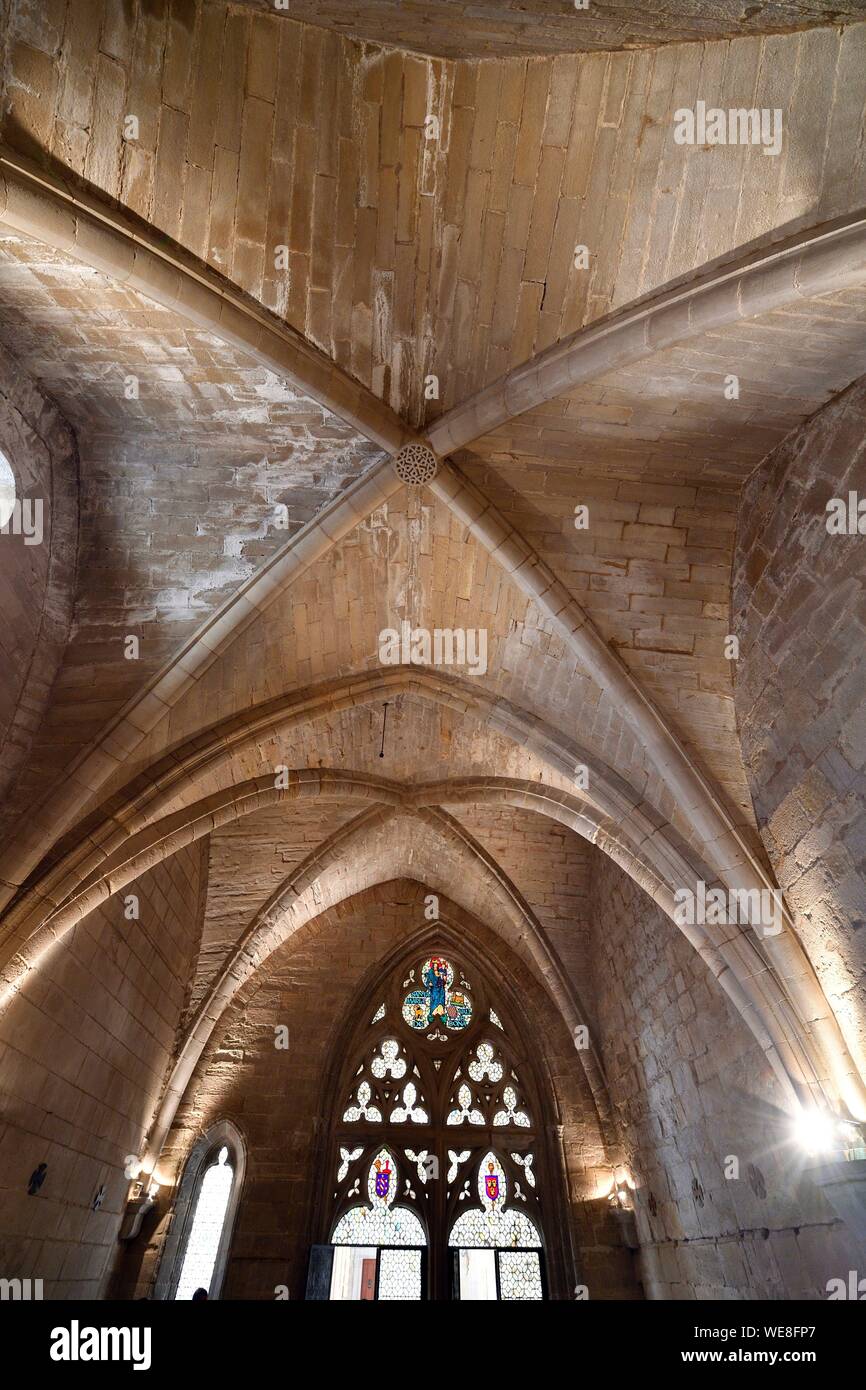 In Spagna, in Catalogna, provincia di Tarragona, Alt Camp comarca, La Ruta del Cister, monastero di Vallbona de les Monges, aula capitolare Foto Stock