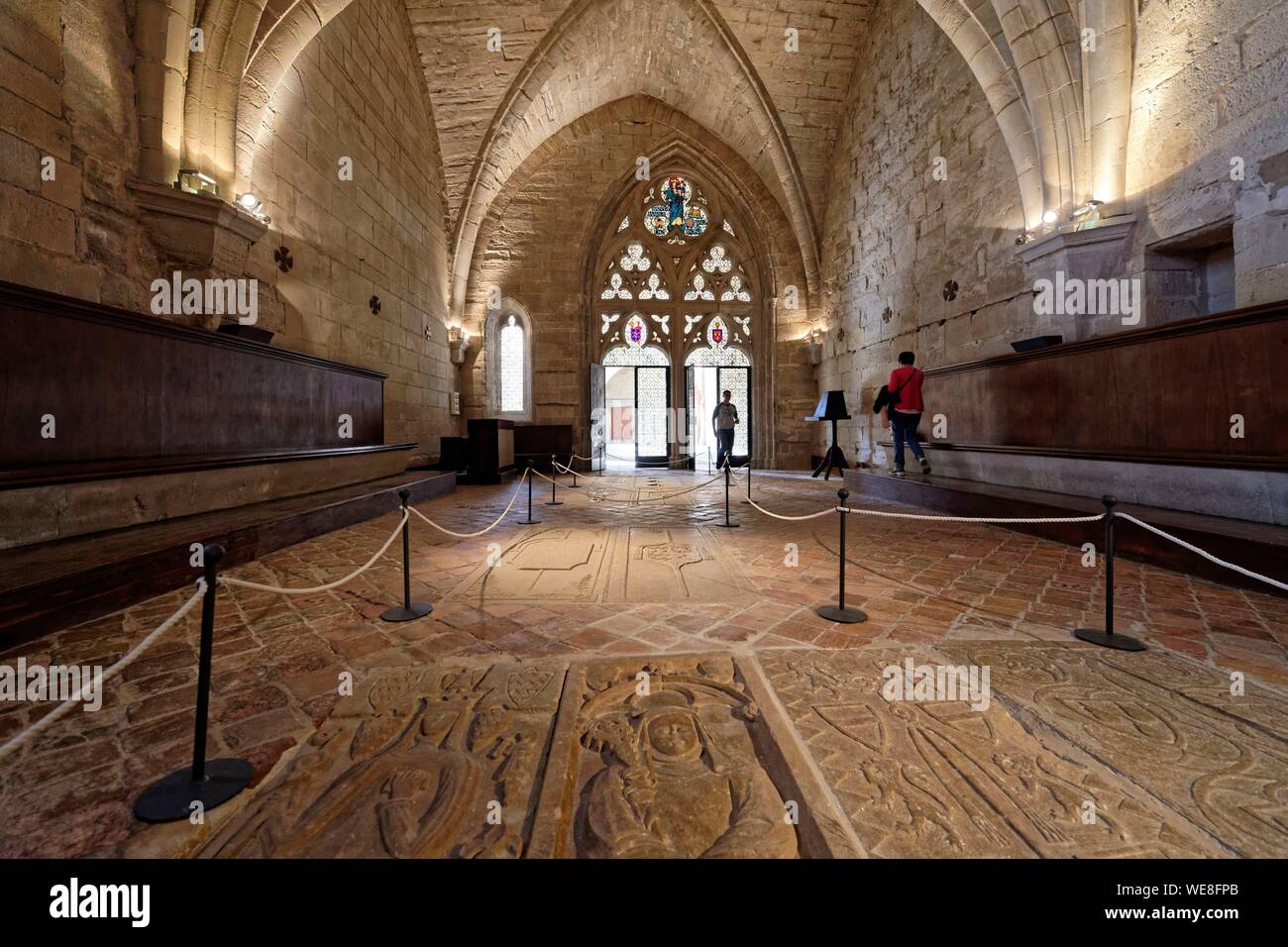 In Spagna, in Catalogna, provincia di Tarragona, Alt Camp comarca, La Ruta del Cister, monastero di Vallbona de les Monges, aula capitolare Foto Stock