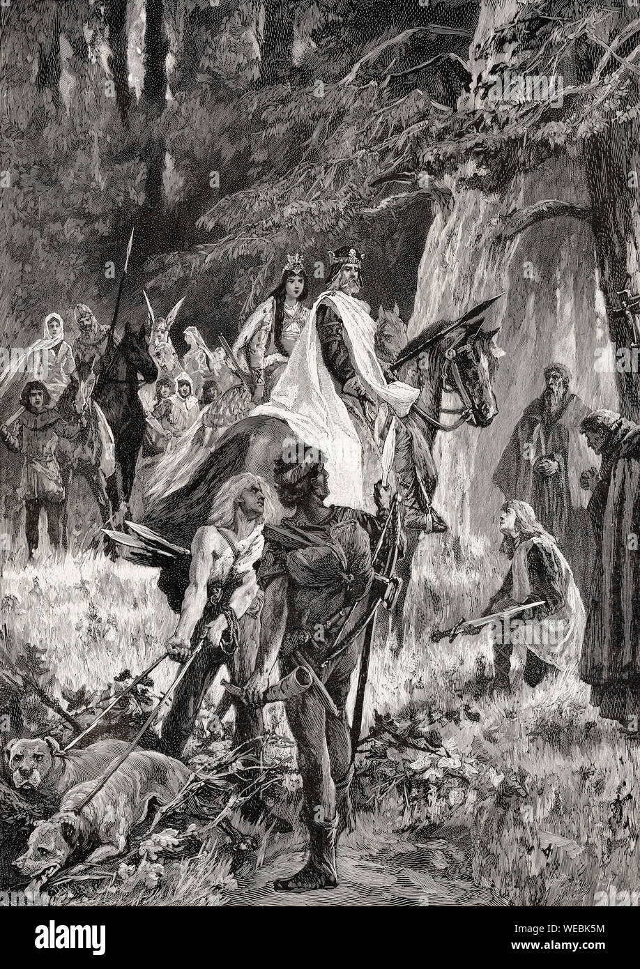 Otto I o Ottone il Grande, graziato il suo figlio Liudolf, duca di Baviera, 954 Foto Stock