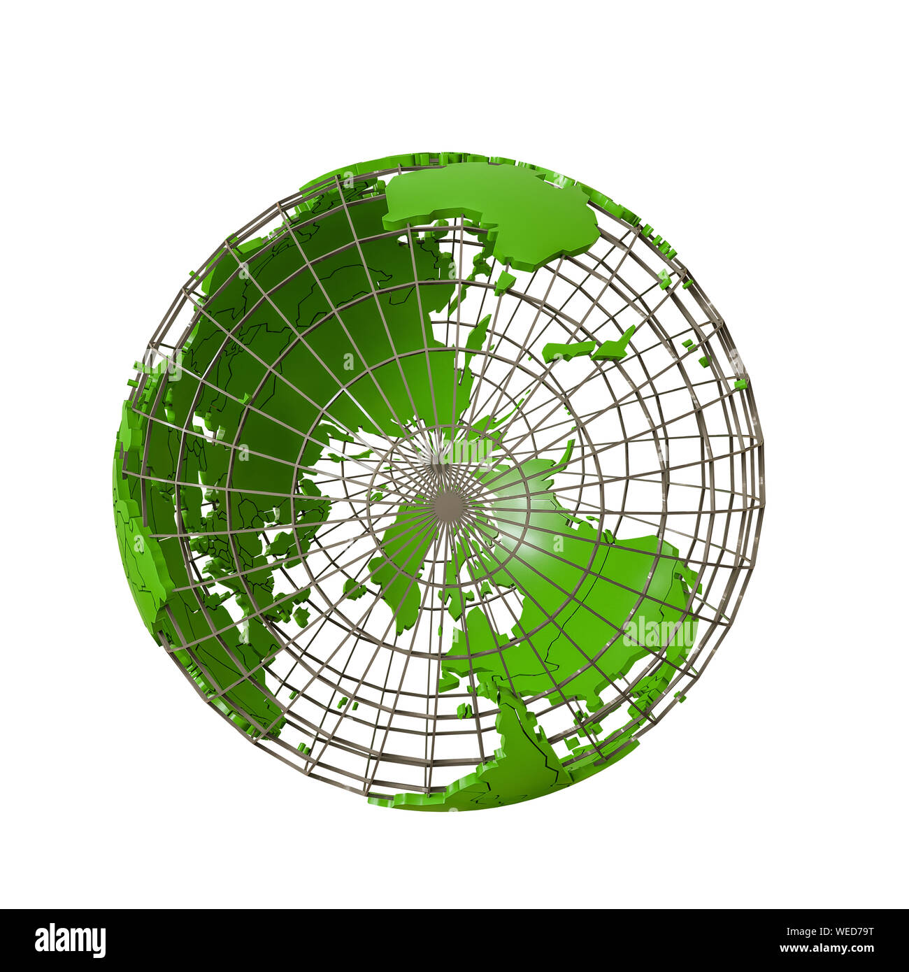 Globo wireframmed messa a terra isolata su sfondo bianco 3d illustation Foto Stock