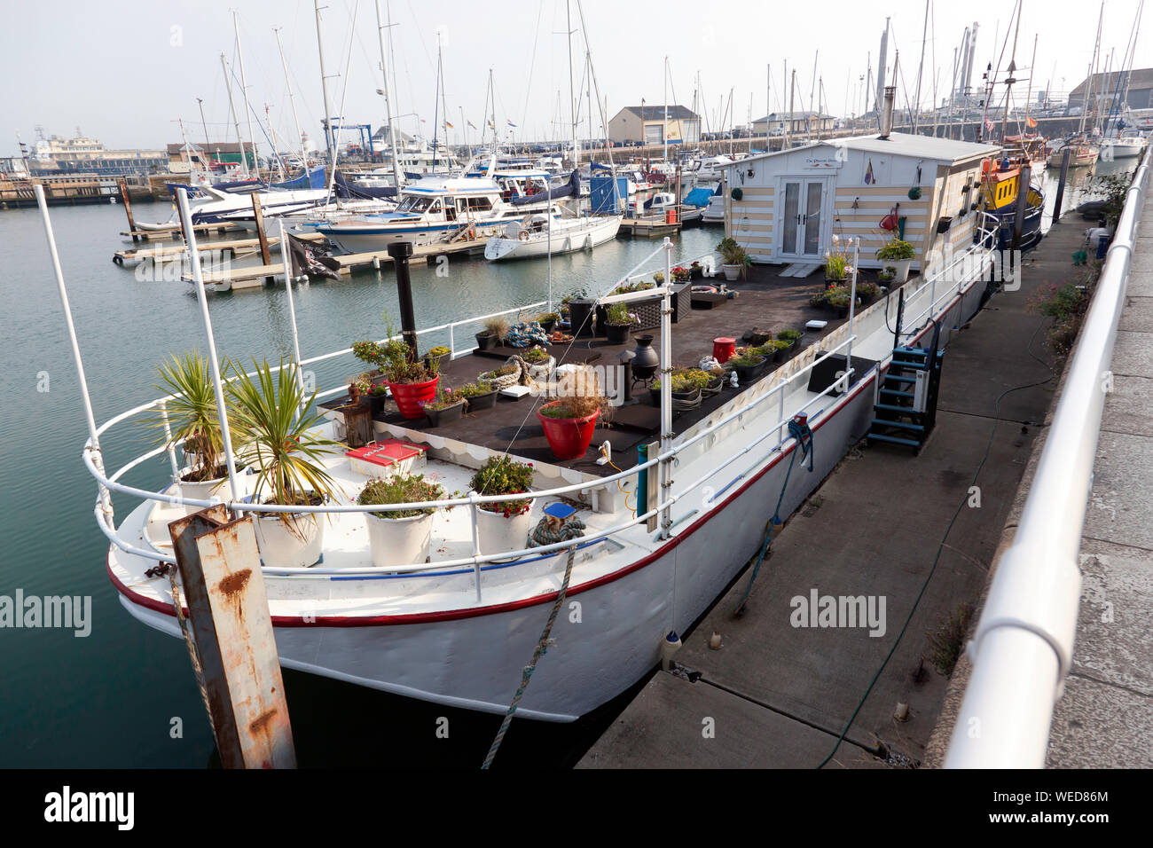 Il Phoenix Regina, restaurato di Londra Barge, attualmente utilizzato come studio di flottante e houseboat, ormeggiata nel porto di Ramsgate Foto Stock