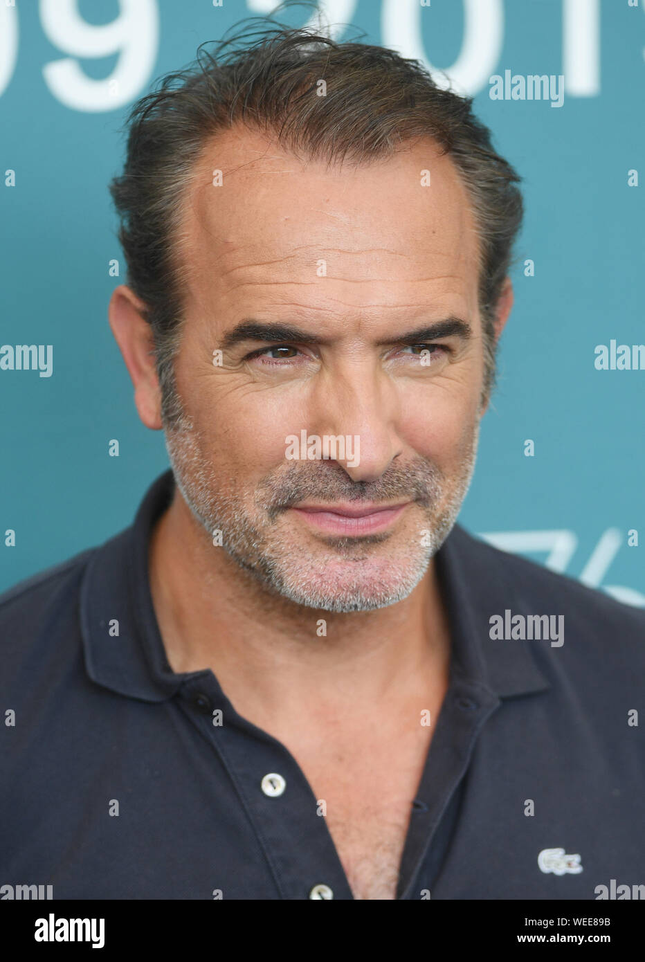 Attore francese Jean Dujardin assiste una foto chiamata per J'accuse al 76° Festival del Cinema di Venezia il Venerdì, 30 agosto 2019. Foto di Rune Hellestad/UPI Foto Stock