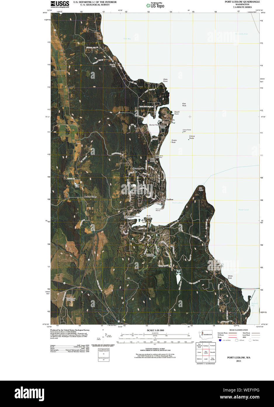 USGS TOPO Map Stato di Washington WA Port Ludlow 20110422 TM il restauro Foto Stock