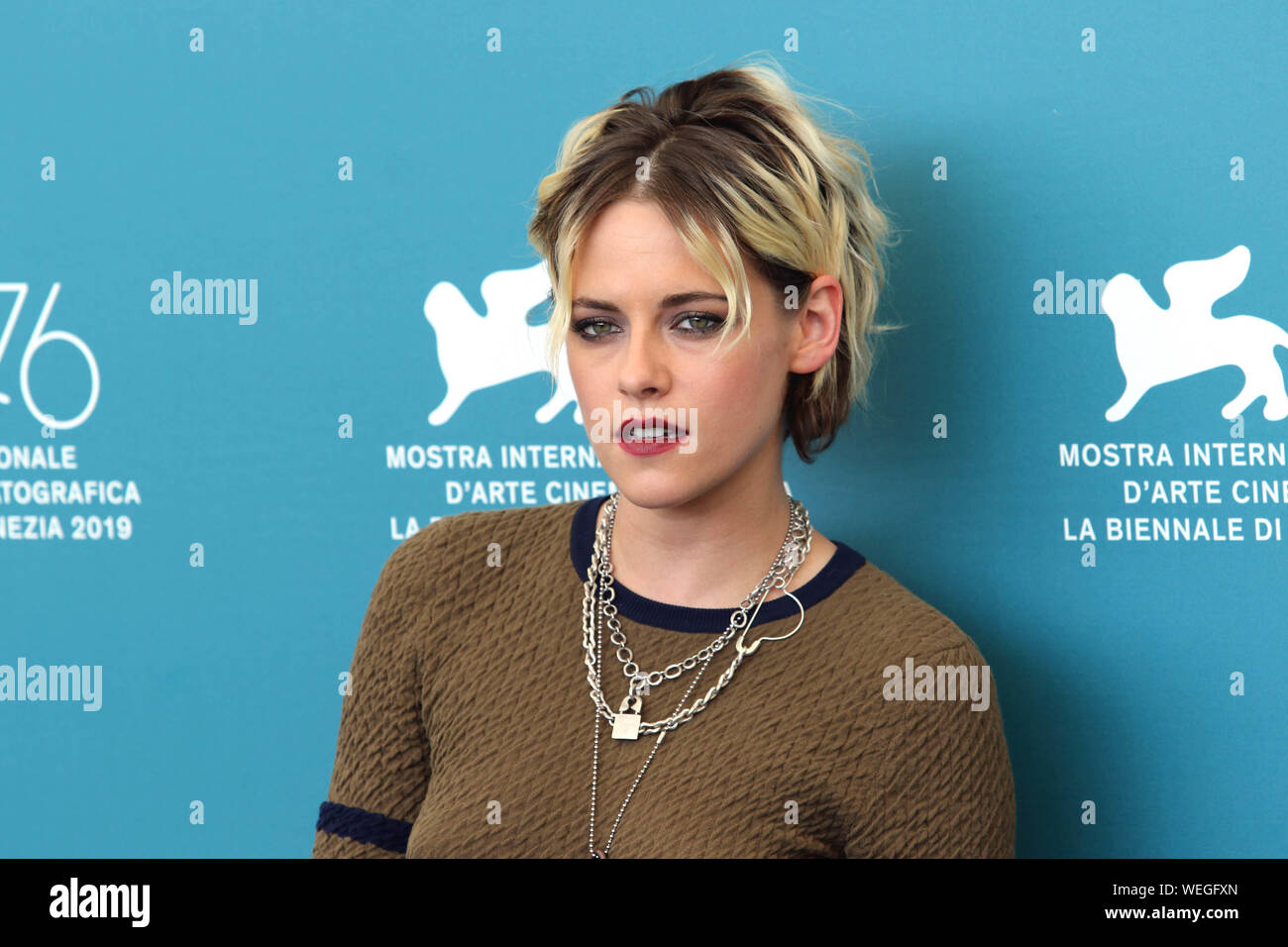 L'Italia, Lido di Venezia, 30 agosto 2019 : Photocall del film "eberg' direttore Benedetto Andrews, nella foto Kristen Stewart. 76Th Venezia Film Foto Stock