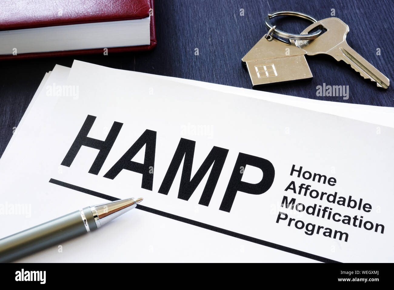 Pila di casa conveniente programma modifica HAMP documenti. Foto Stock