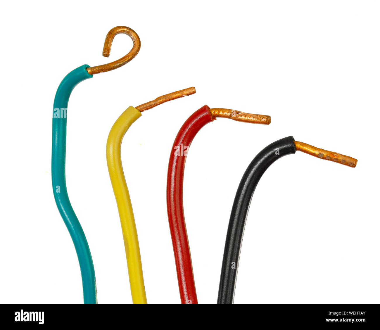 Filo elettrico isolato su bianco. Foto Stock