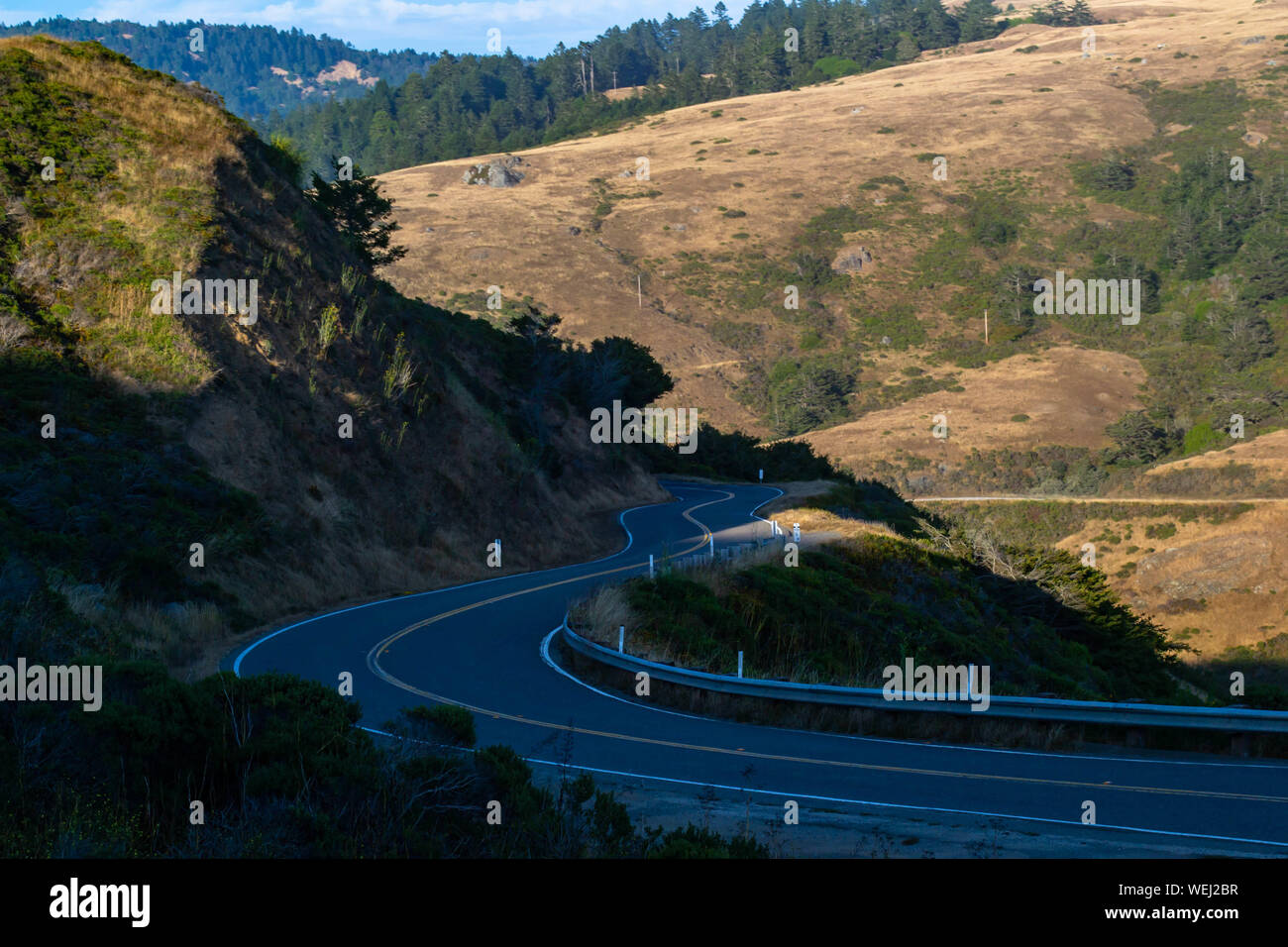 Il lungo e ventoso strada lungo la california costa del Pacifico Foto Stock