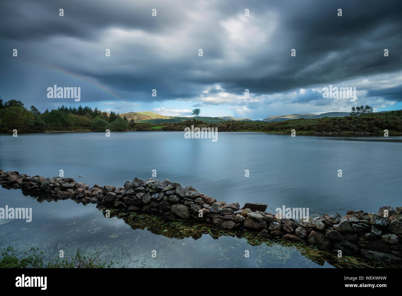 Llyn Tan-y-graig vicino Llanelltyd in Gywnedd, il Galles del Nord. Foto Stock