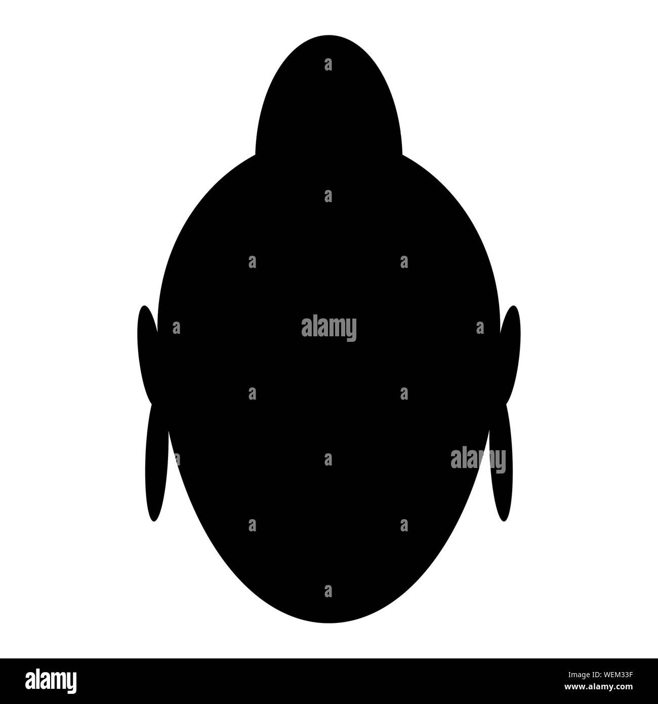 Testa di Buddha con lobo di forma allungata e di acconciatura tradizionale su sfondo bianco Foto Stock