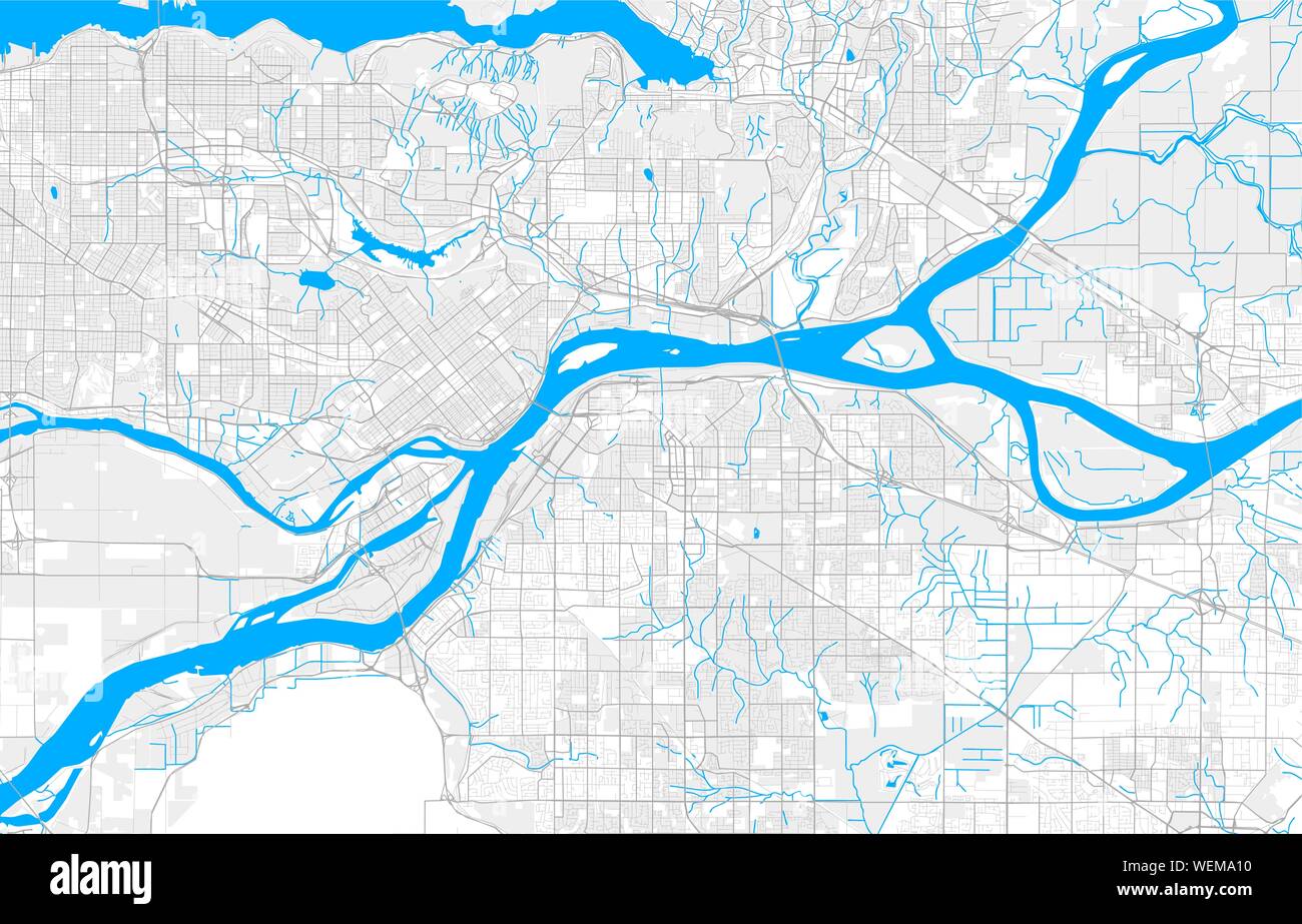 Ricco di vettore dettagliata mappa area del Surrey, British Columbia, Canada. Mappa modello per arredamento di casa. Illustrazione Vettoriale