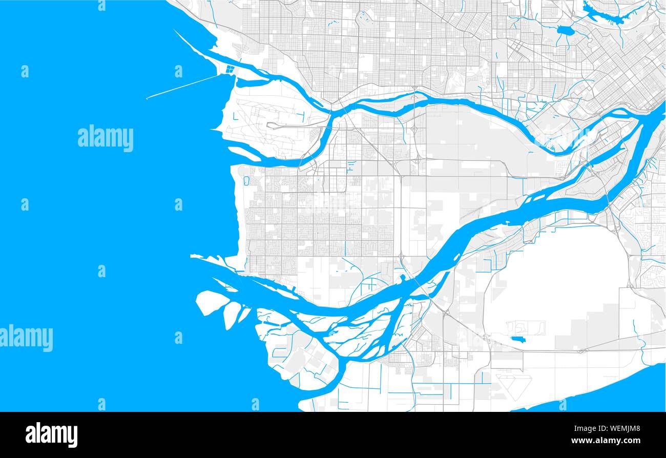 Ricco di vettore dettagliata mappa area di Richmond, British Columbia, Canada. Mappa modello per arredamento di casa. Illustrazione Vettoriale