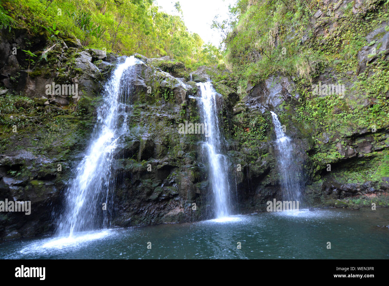 Pacifico tropicale isola cascate con piscine naturali Foto Stock