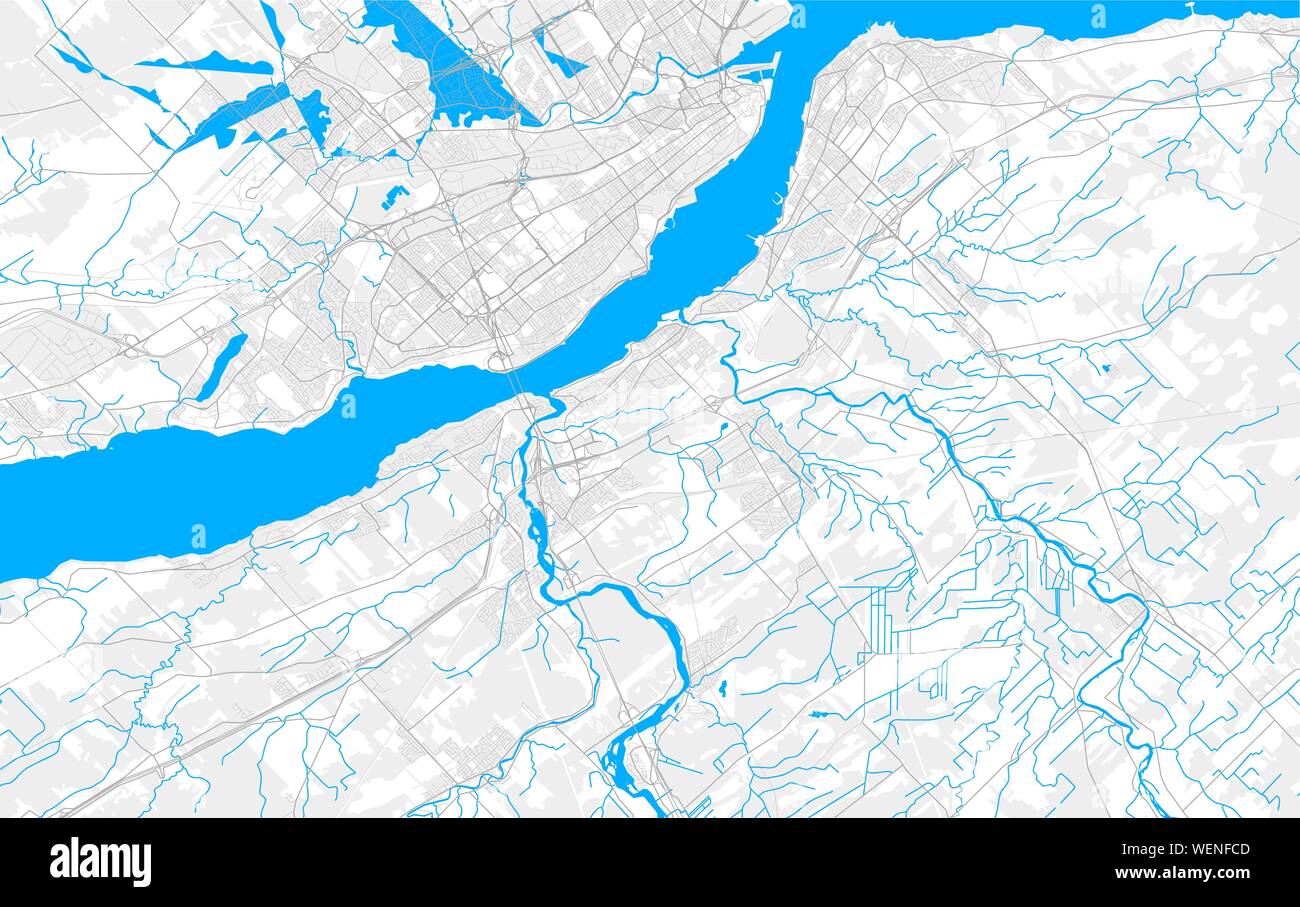 Ricco di vettore dettagliata mappa area della Levis, Quebec, Canada. Mappa modello per arredamento di casa. Illustrazione Vettoriale
