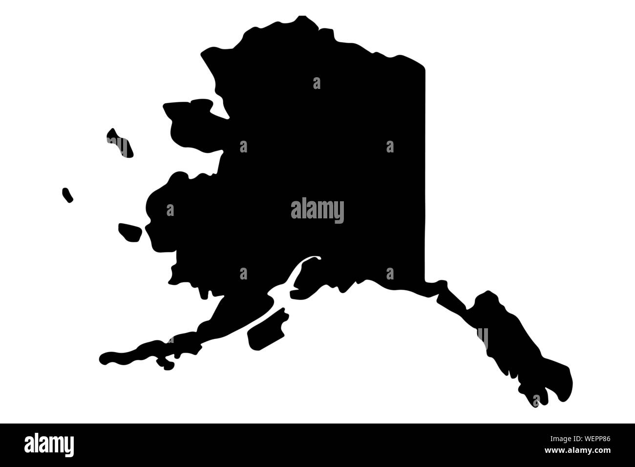 Mappa silhouette di Stati Uniti stato dell'Alaska.illustrazione vettoriale EPS10 Illustrazione Vettoriale
