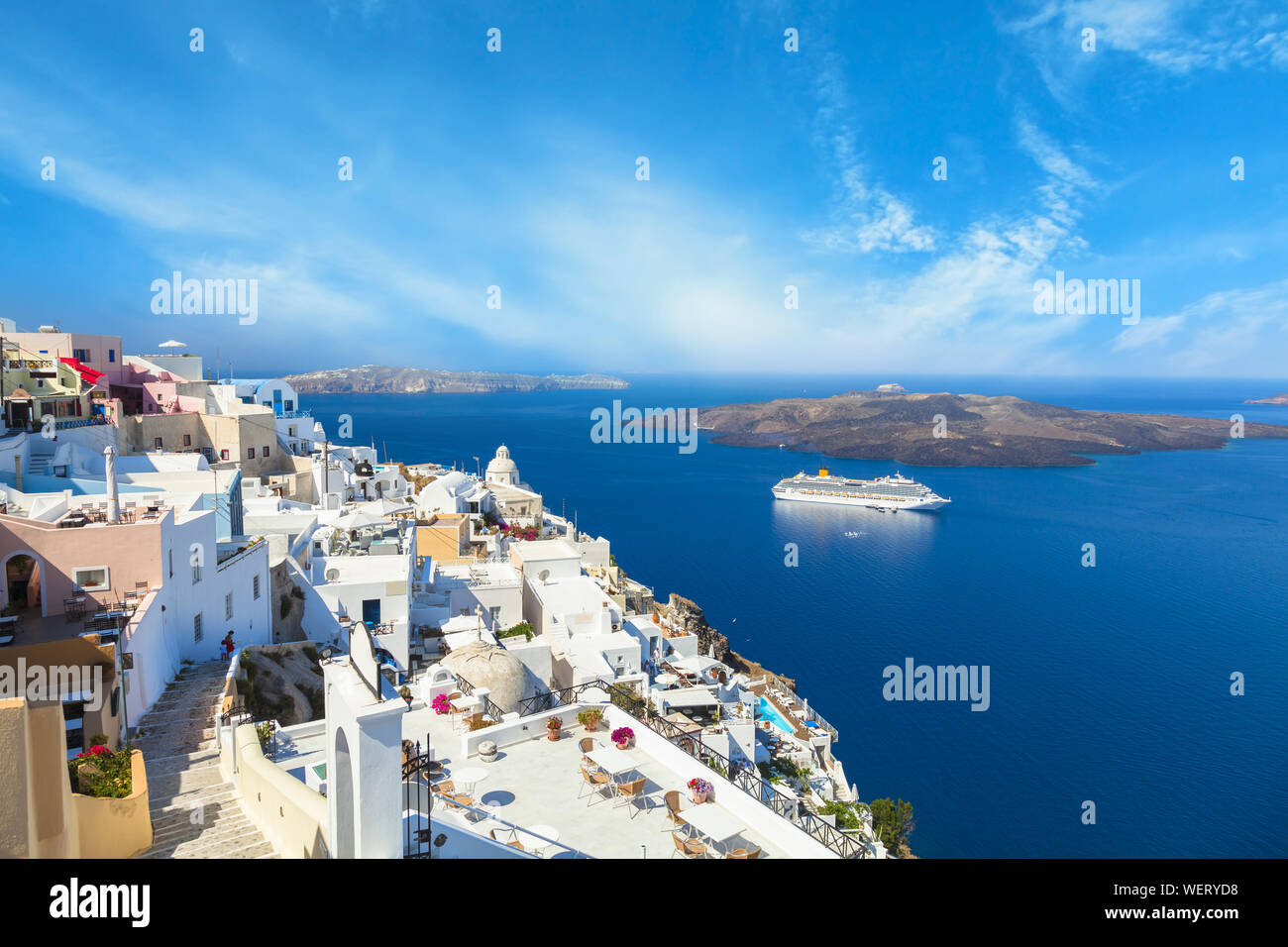 Bella città sull isola di Santorini, Grecia. Foto Stock