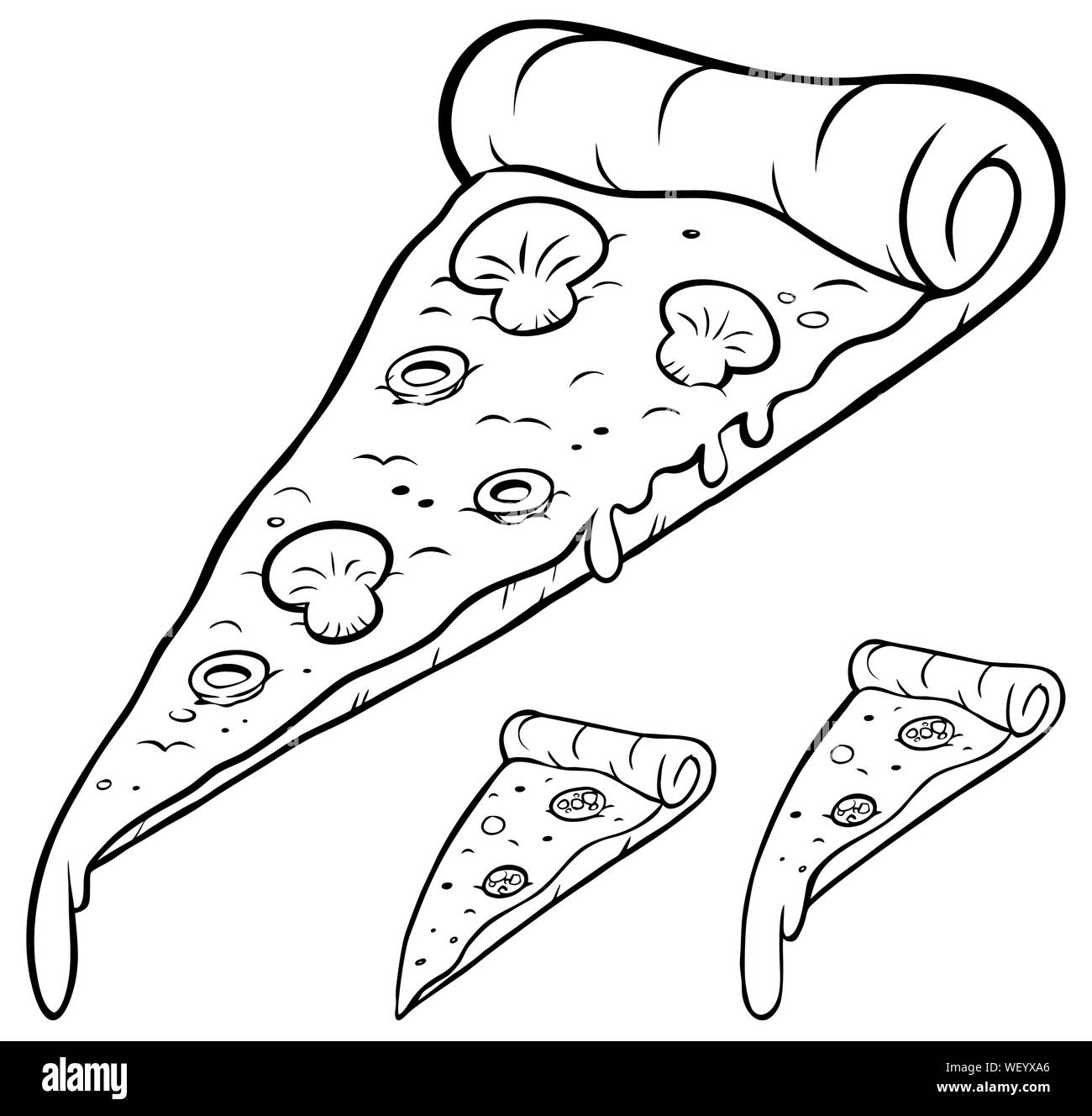 Trancio di Pizza Arte di linea Illustrazione Vettoriale