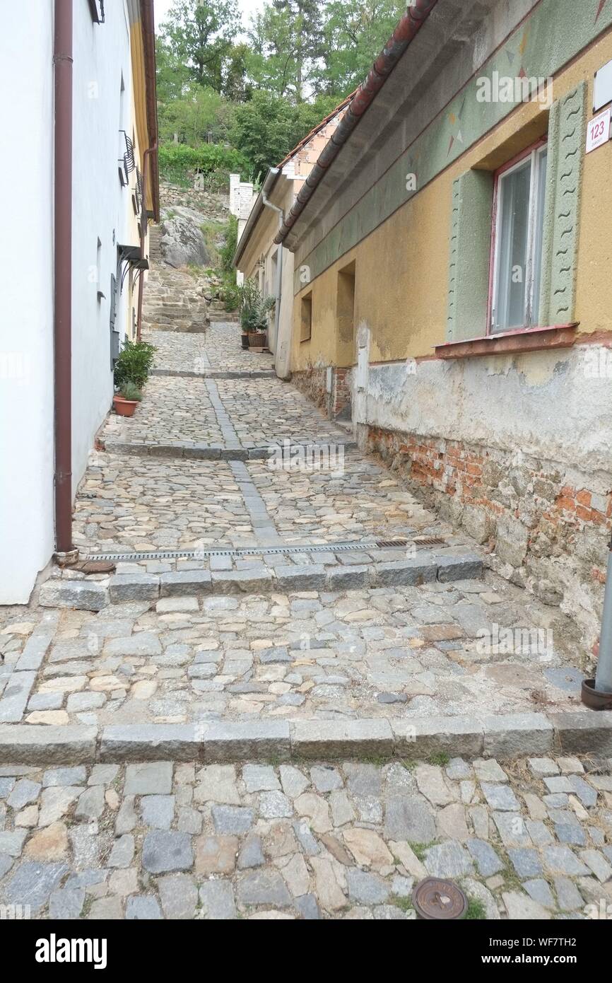 Il quartiere ebraico di Třebíč, situato nella città morava di Třebíč, nella Repubblica Ceca, è uno dei ghetti ebraici meglio conservati in Europa. Foto Stock