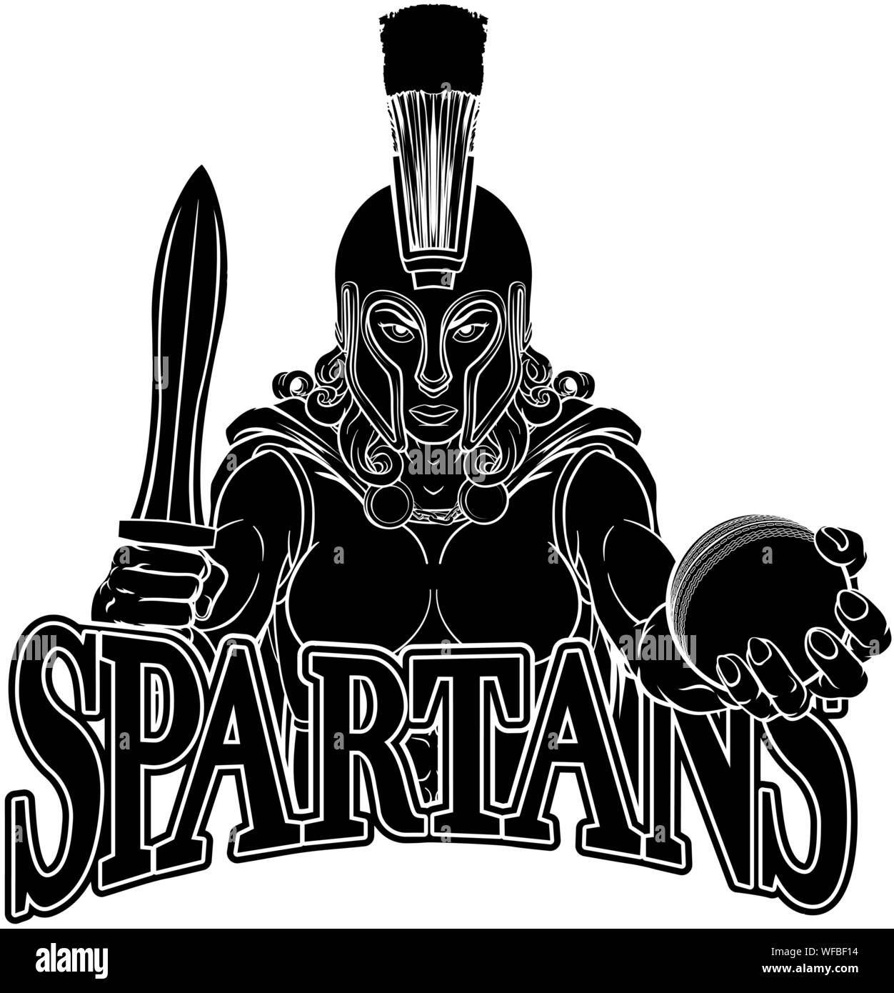 Spartan Trojan Gladiator Cricket donna guerriero Illustrazione Vettoriale