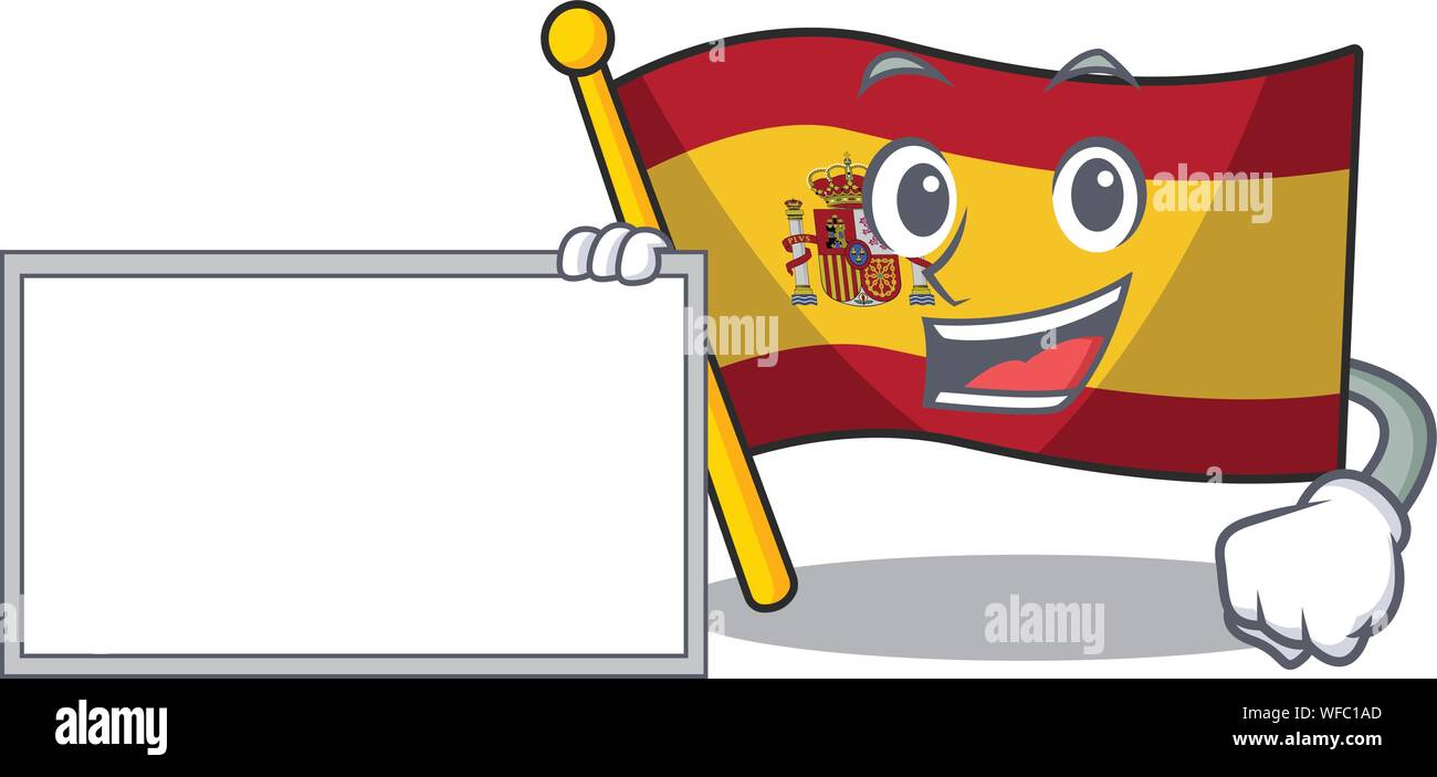 Con la scheda carattere spagna bandiere formata con cartoni animati Illustrazione Vettoriale
