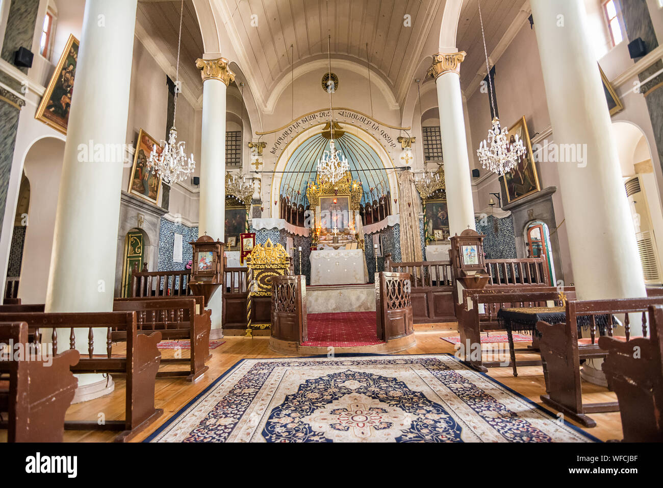 Interno della Chiesa Armena Apostolica Chiesa Ortodossa 'Surp Kevork" di Plovdiv (Bulgaria) Foto Stock