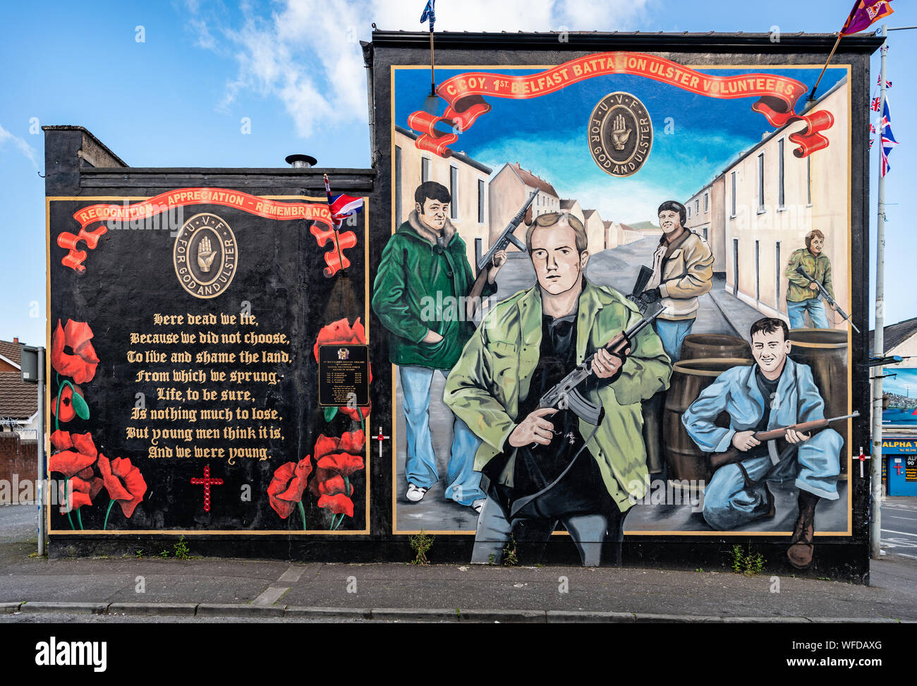 Ulster Volunteer Force murale, Carnan Street-Shankill Road, Belfast Foto Stock