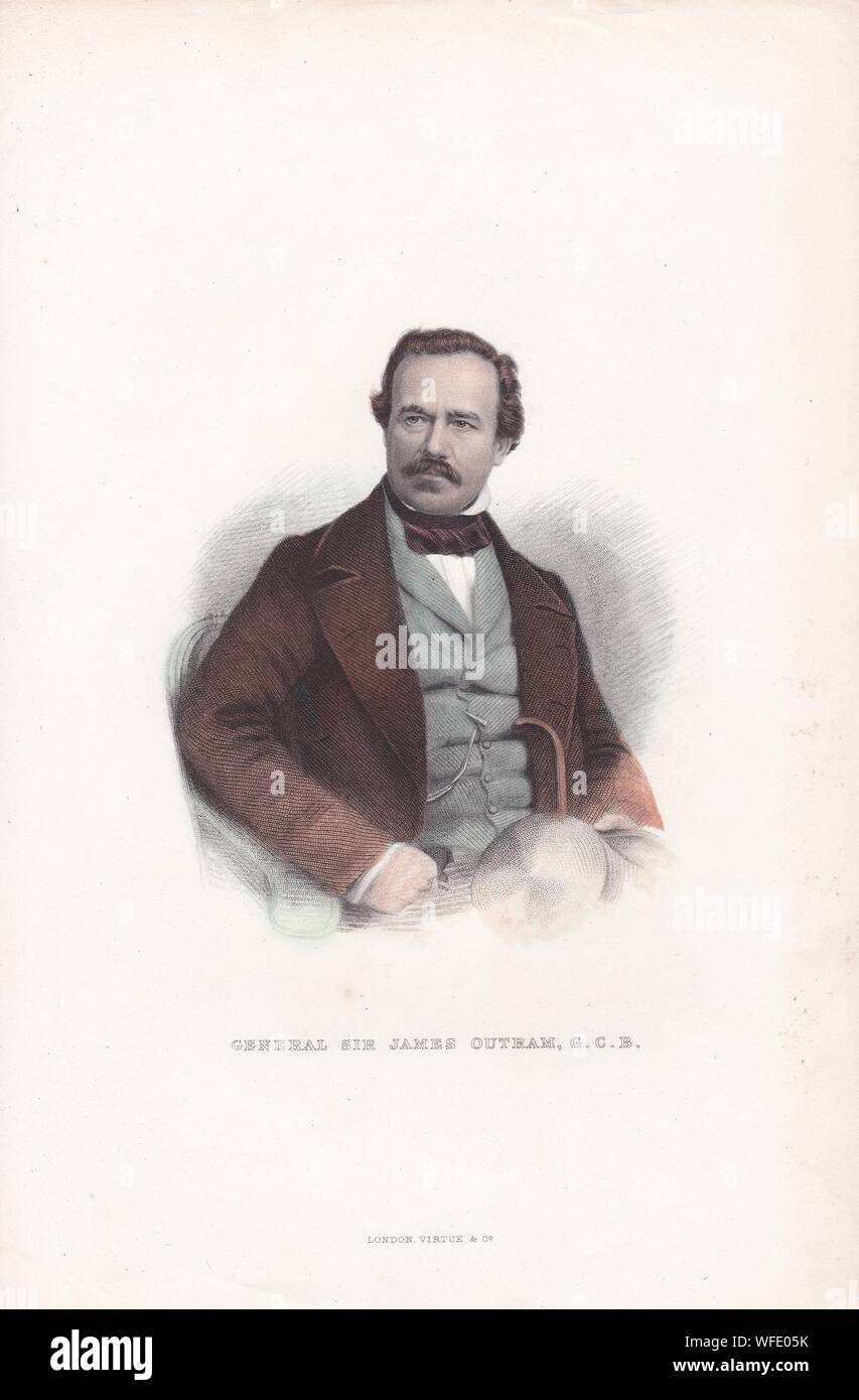 Prenota / piastra di stampa 'General sir James Outram. G.C.B.' Baronet 1a. Inglese generale che ha combattuto la ribellione indiana del 1857. Foto Stock