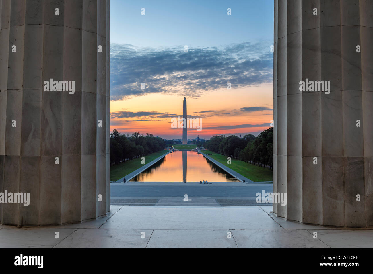 Il Lincoln Memorial a sunrise in Washington, DC Foto Stock