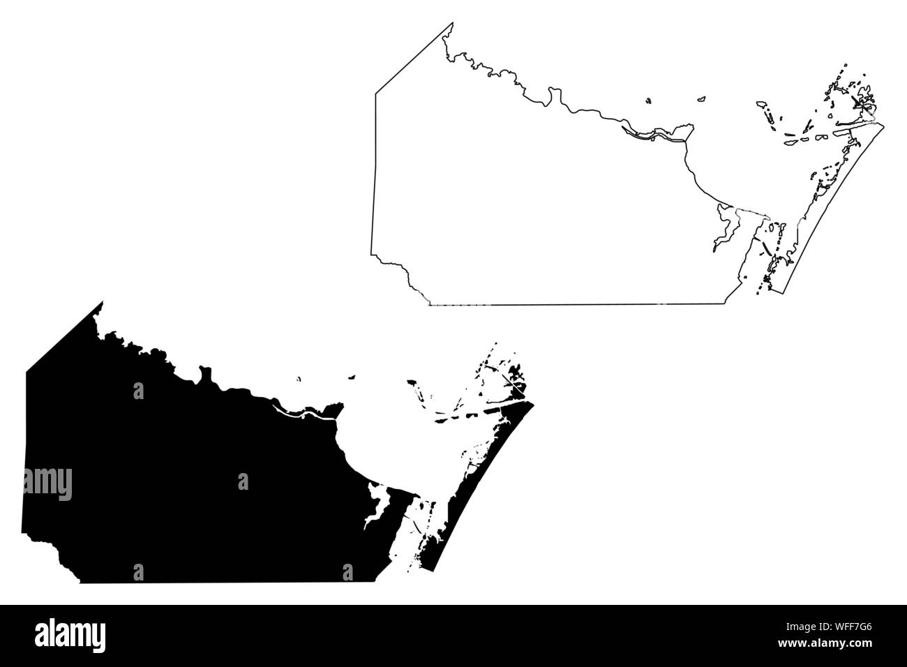 Nueces County, Texas (contee in Texas, Stati Uniti d'America,USA, Stati Uniti, US) mappa illustrazione vettoriale, scribble schizzo Nueces mappa Illustrazione Vettoriale