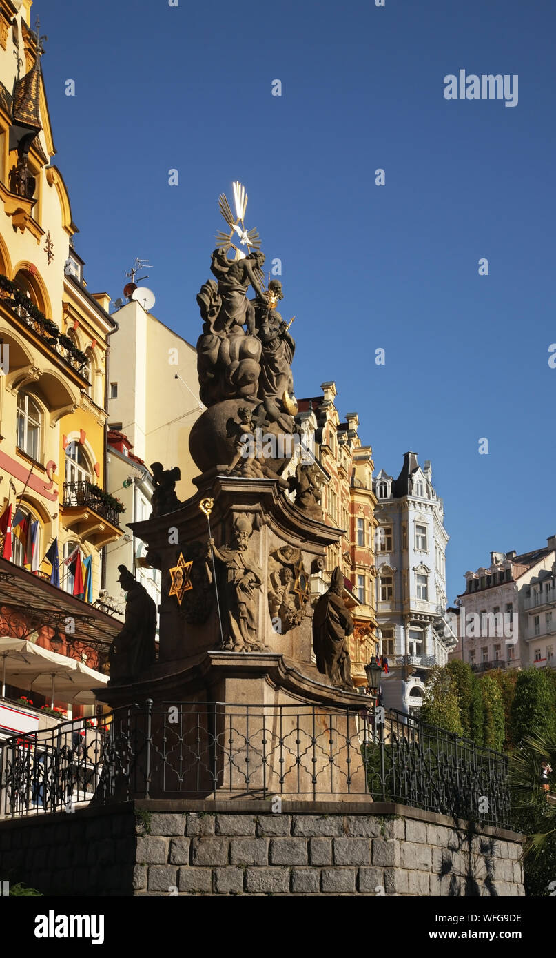 Colonna della Santissima Trinità - la peste pilastro di Karlovy Vary. Boemia. Repubblica ceca Foto Stock