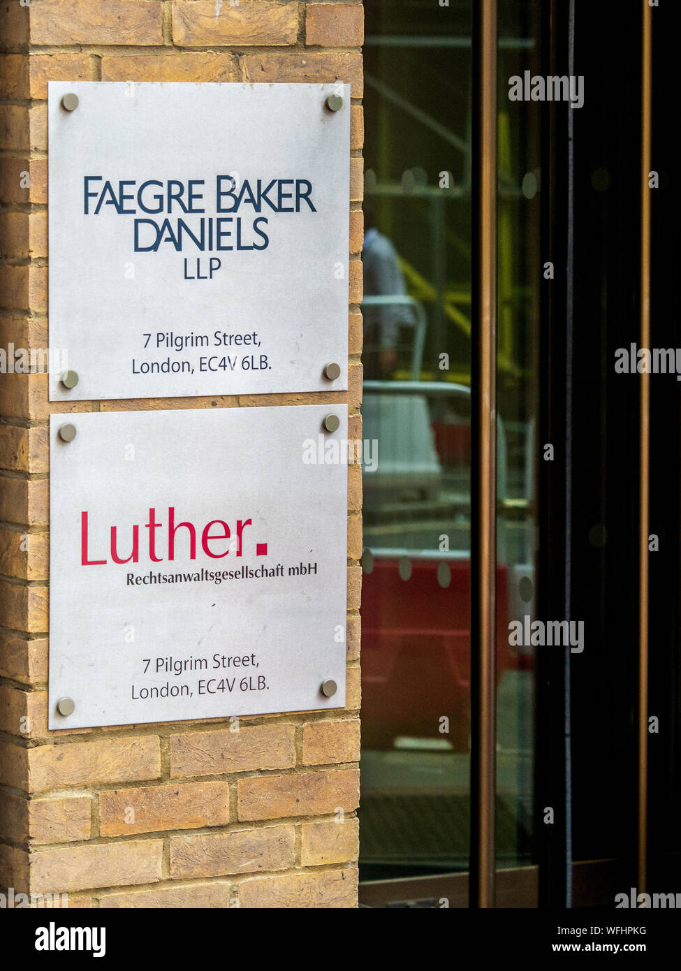 Faegre Baker Daniels LLP & Luther Rechtsanwaltsgesellschaft mbH Law Firm uffici su Pilgrim Street nel centro di Londra Foto Stock