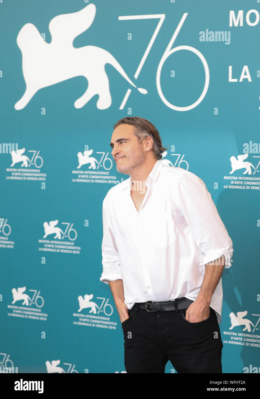 Venezia, Italia. 31 Agosto, 2019. Attore Joaquin Phoenix assiste un photocall per il film "Jolly" durante la 76th Venice International Film Festival di Venezia, Italia, il 31 agosto, 2019. Credito: Cheng Tingting/Xinhua/Alamy Live News Foto Stock