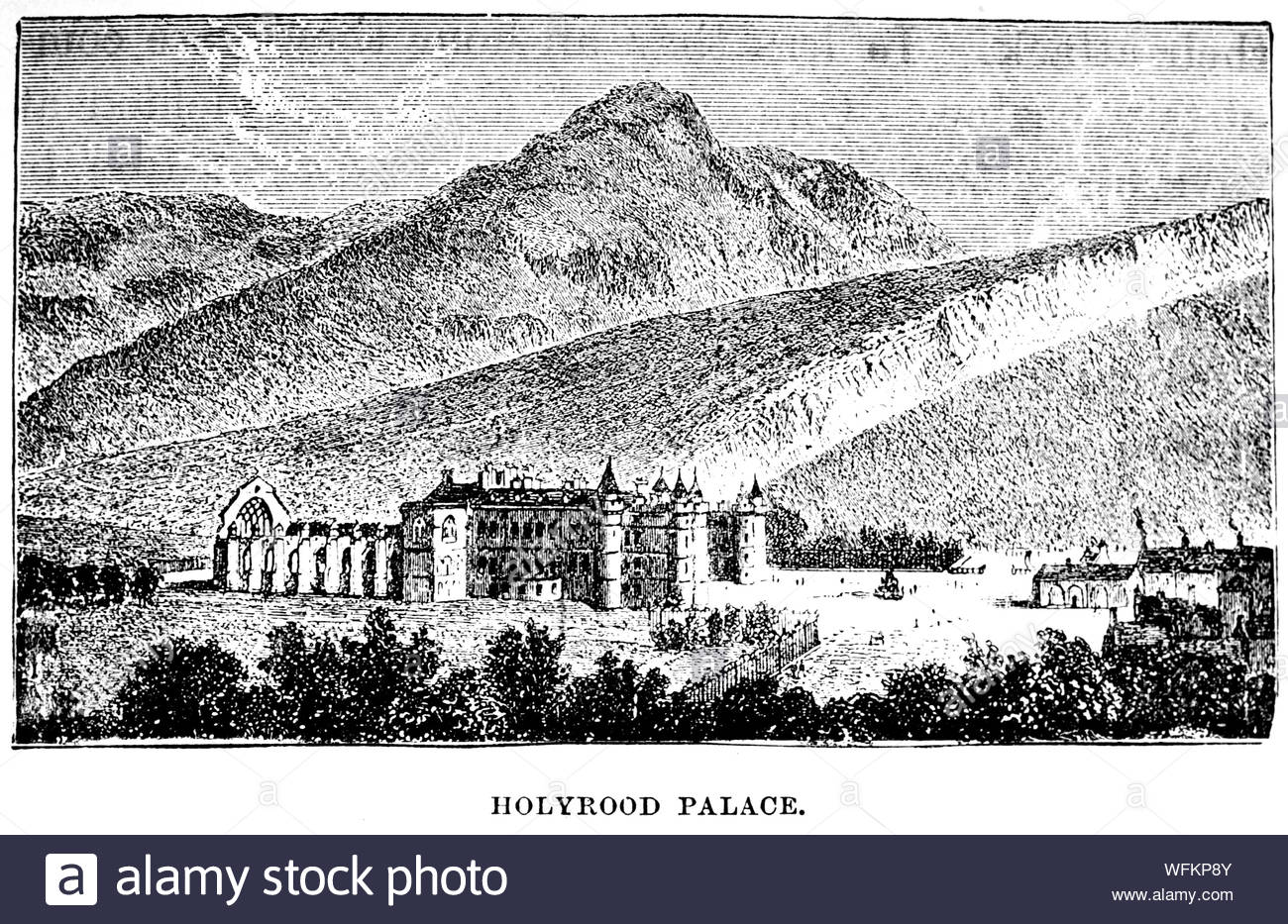 Il Palazzo di Holyrood, Edimburgo, vintage illustrazione da 1900 Foto Stock