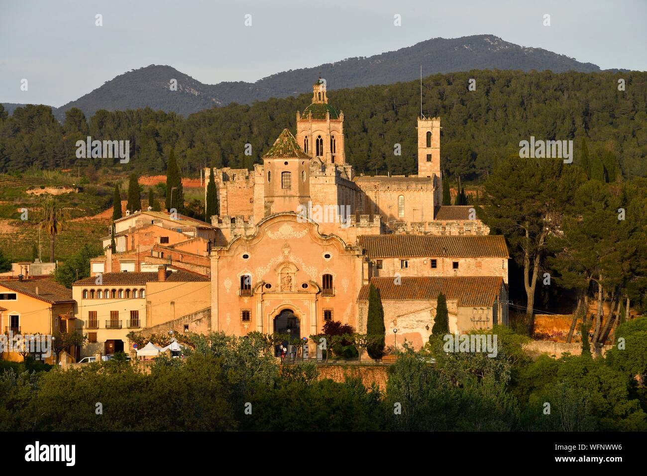 In Spagna, in Catalogna, provincia di Tarragona, Alt Camp comarca, La Ruta del Cister, Aiguamurcia, monastero di Santes Creus Foto Stock