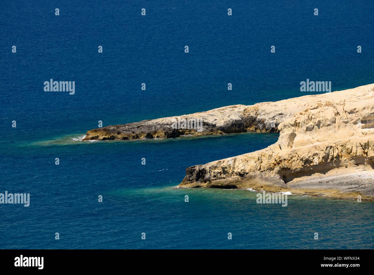 La Grecia, Creta, Matala, Matala Bay, a nord Cliff punto Foto Stock