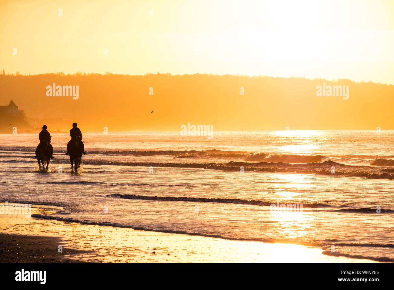 Francia, Calvados, Benerville sur Mer, Benerville Beach Foto Stock